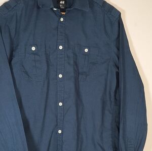 H&M Navy Casual Button-Down Shirt